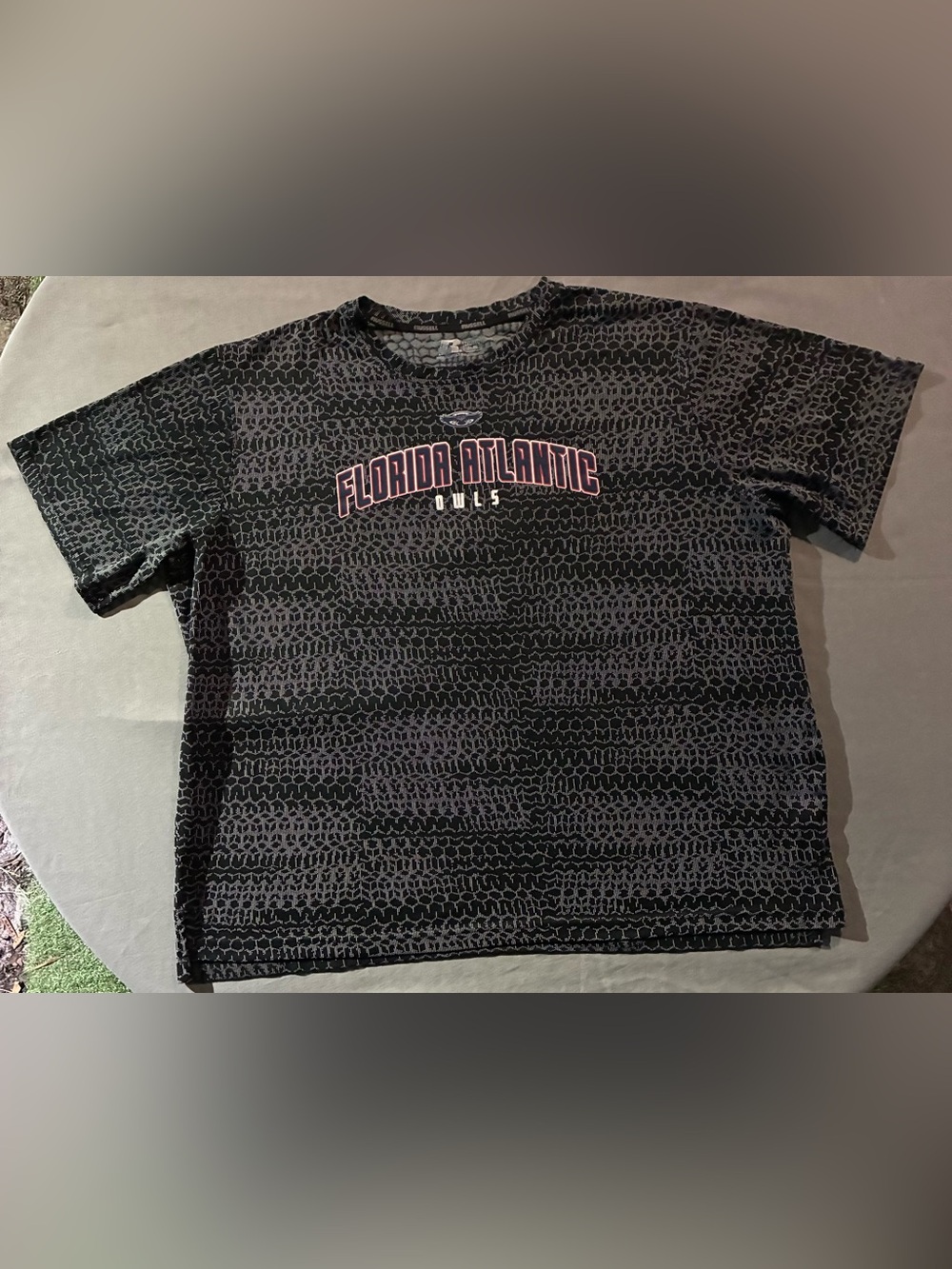 Russell Athletic Black Patterned Crewneck with Florida Atlantic Graphic